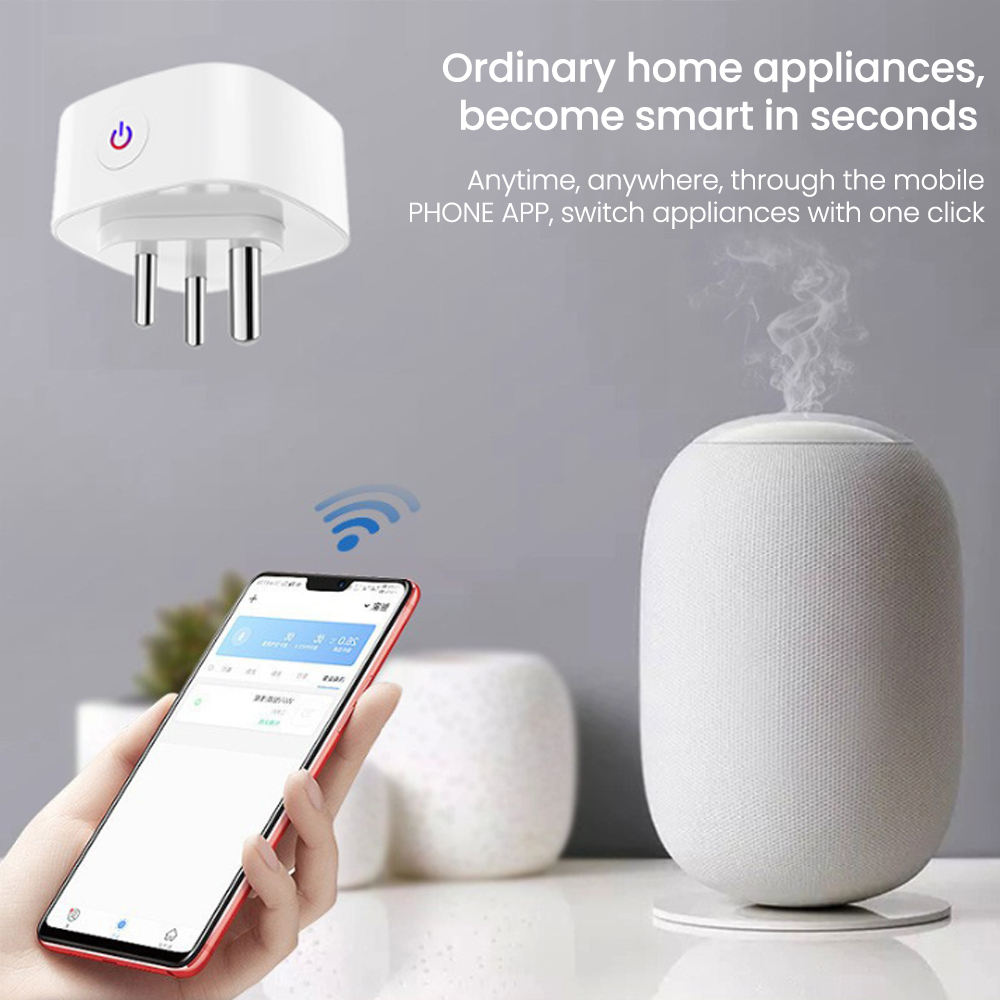 Honpnk Google Home Alexa-Supports 16A South Africa Smart Life Power Remote Control Monitor Adapter Wifi Smart SocketPower Socket