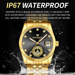 Reloj de Pulsera FNGEEN para Hombres Mayores, Dorado, de Cuarzo, con Manecillas Luminosas, Regalo para Padre - Product Image 4