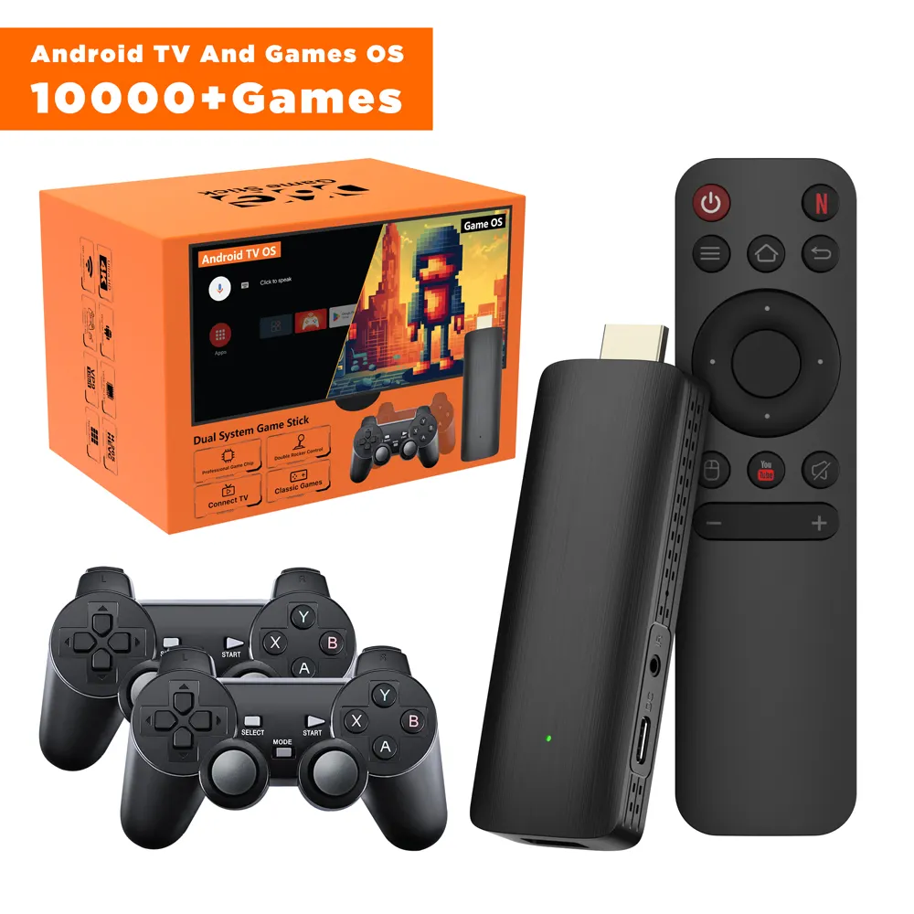 ELEBAO D6G Retro Game TV Stick 64GB 10000x2 Lite Juegos Gamepad Consola de videojuegos 4K Game Stick