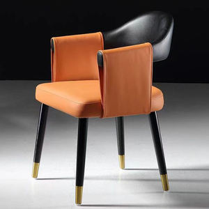 AOMISI <span class=keywords><strong>CASA</strong></span> Mobilier de salle à manger nordique Fauteuil en cuir PU <span class=keywords><strong>Noir</strong></span> Cadre en bois massif <span class=keywords><strong>Chaise</strong></span> de restaurant en cuir - Product Image 2