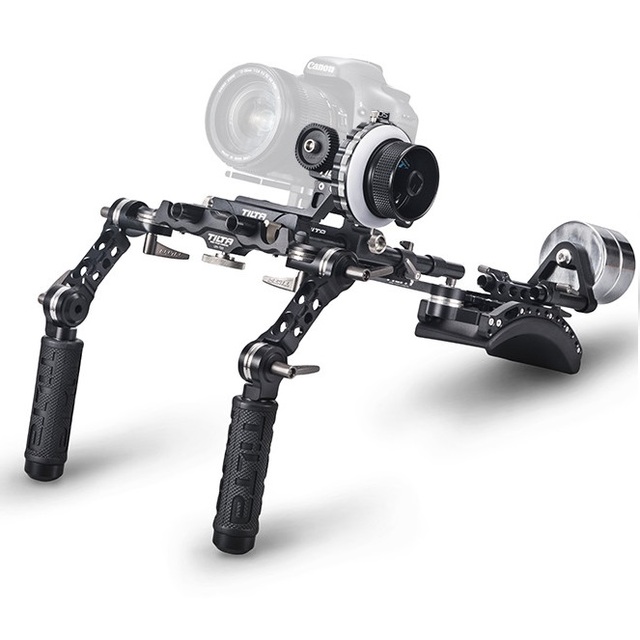 TT-03-TL DSLR Shoulder Rig for Most DSLR Cameras With Single-Sided DSLR Follow Focus,Universal Hand Grip and 15mm LWS Rod