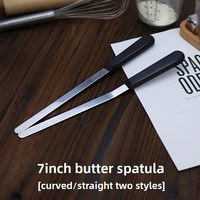 Spatula Kue Profesional Bentuk Persegi Panjang Hitam, Bilah Icing Stainless Steel, Gagang Plastik, Alat Panggang untuk Buttercream Frosting