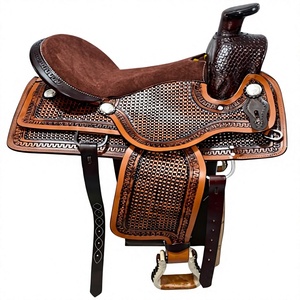 Selle d'équitation éco-responsable BS International, sculptée à la main en bois, en cuir, style anglais, pour homme et femme, avec tapis de cheval - Product Image 2