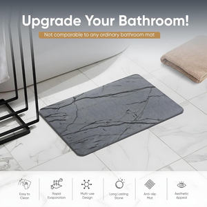 Elegante Tapete de Baño de Piedra con Diseño de Mármol, Patrón Sólido que Mantiene su Baño Impecable en Todo Momento - Product Image 4