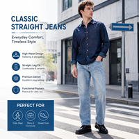Jean en denim délavé coupe droite taille mi-haute 5 poches surpiqûres contrastées style vintage streetwear unisexe personnalisé décontracté été automne hiver