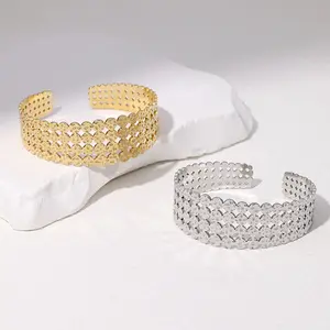 Fashion jewelry wholesale Noble Ladies stainless steel brass gold plated preserving bracelet open circle design wrist chain