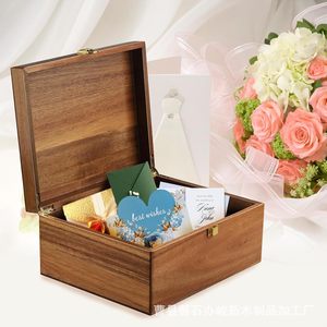 Wooden Jewelry <b>Box</b> Rectangular Storage Organizer For Necklace Bracelet <b>Makeup</b> And Accessories With Mirror And Compartment - Product Image 2