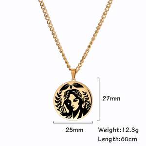 Collier pendentif Déméter, déesse de la récolte, des céréales et de la fertilité, mythologie grecque antique, bijoux en acier inoxydable plaqué or - Product Image 2