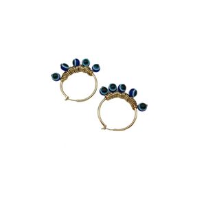 Turkish Blue Eye Hoop <b>Earrings</b> Gold Zinc Alloy <b>Tassel</b> Dangle Fashion Jewelry Yiwu Origin - Product Image 5