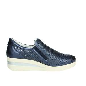 Cinzia Soft Chaussures de marche pour femmes IV119827 SS Bleu en cuir perforé avec semelle compensée confortable - Product Image 3
