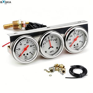 Panel cromado de 2 pulgadas para kit de medidores de coche, triple indicador con presión de aceite, temperatura del agua y amperímetro, nuevo, esfera blanca - BX101323 - Product Image 2