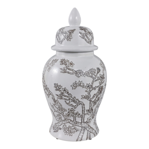Vaso Decorativo in Ceramica a Forma di Tempio con Fiori di Ciliegio e Coperchio per Arredamento Casa, Camera da Letto, Soggiorno - Product Image 4