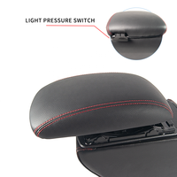 CARFU AC-481 Sandaran Tangan Mobil Universal Warna Hitam Bahan ABS Kulit Kayu dengan Dua Ventilasi Udara dan Soket USB Aksesoris Interior Mobil