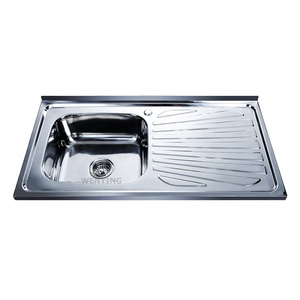 Évier de cuisine Agitateur blanc moderne Armoires de cuisine <span class=keywords><strong>Prix</strong></span> d'usine Bol unique avec égouttoir Acier inoxydable 304 5 ans CN;GUA - Product Image 1