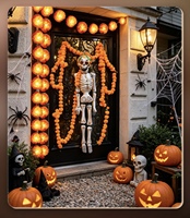 Herbruikbare oranje bloemen hangdecoratie Halloween schouwdecoratie Dia De Los Muertos Ofrenda altaar goudsbloem op batterijen