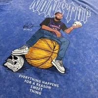 T-shirts Streetwear Personnalisés avec Impression Graphique Vintage, T-shirt en Coton Lourd 250 Gsm, Lavage à l'Acide