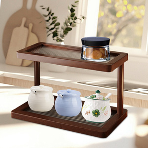 Nan Bamboo Cosmetic Storage Rack 30x15x20cm 2 Tier <b>Desktop</b> Organizer For Makeup Skincare Products - Product Image 3