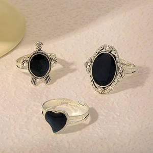 KR-176 Veranderende Kleur Vinger Sieraden Kleur Verandering Ring Die Verandert Van Kleur 3 Stuks Hart Ovale Vormige Schildpad Stemming Ring Kit - Product Image 3