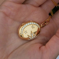 Collar con Colgante de Concha de Sol y Luna Vintage de Alta Calidad, Chapado en Oro Real