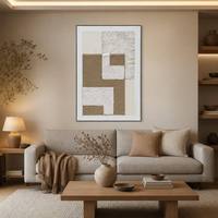 Peinture à la main minimalisme moderne abstrait toile peinture mur Art couleur naturelle avec carton ondulé pour la décoration de salon