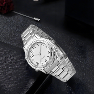 Orologio al Quarzo di Lusso Parlante con Quadrante Analogico in Vetro e Voce Digitale in Inglese per <span class=keywords><strong>Non</strong></span> <span class=keywords><strong>Vedenti</strong></span>/Ipovedenti e Anziani, Impermeabile - Product Image 1