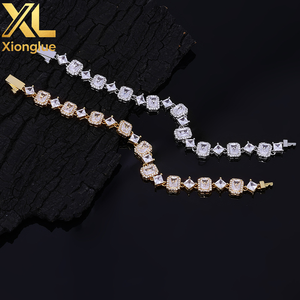 High Quality <b>Copper</b> Alloy Hip Hop Iced Unisex Engagement Wedding Gift <b>Bangle</b> Emerald Cut Zircon Hop Baguette Diamond - Product Image 4