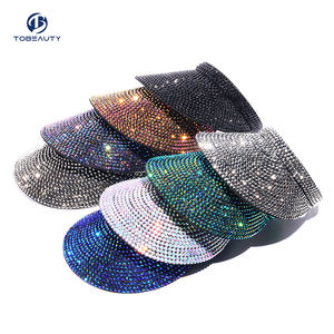 Chapeau de perles strass plein air mode pour femmes vente en gros visière vide diamant soleil visière - Product Image 3