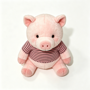 Juguete de peluche de cerdo rosa personalizado, cerdo de granja de peluche con camiseta a rayas, muñeco de cerdo suave, lindo cerdo de peluche con camiseta. - Product Image 6