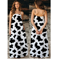 Robe longue ample pour femme, imprimé léopard, sans manches, à bretelles, smockée, décontractée avec poches, vente en gros ODM/OEM sur mesure