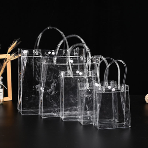 OEM in logo rõ ràng trong suốt không thấm nước make up đóng gói tùy chỉnh nhựa PVC Tote Bag với xử lý - Product Image 3