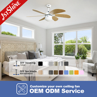Ventilateur de plafond intelligent 1stshine avec lumières LED, design moderne, télécommande, lames en MDF, vente directe usine, pour maison connectée