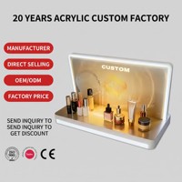 Support de présentation cosmétique en acrylique lumineux LED de luxe, organisateur de maquillage éclairé sur mesure, fournisseur en gros