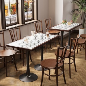 Combinaison <span class=keywords><strong>Table</strong></span> et Chaises en Bois Massif Style Rétro Industriel pour Cafés, Restaurants de Hot Pot, Cuisine, Bars Occidentaux - Product Image 2