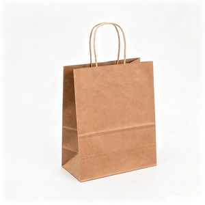 Kraft <b>Paper</b> Bag With Twisted Handles Classic Style <b>Biodegradable</b> Hand Length Handle Business Shopping Use - Product Image 1