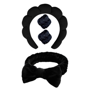 <span class=keywords><strong>Bandeau</strong></span> de lavage du visage pour femme, fait main, en tissu éponge bulle, flanelle et velours doré, imperméable, torsadé effet nuage, couronne haute, tendance - Product Image 6