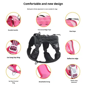 Katı desenli naylon köpek dişli, orta ve büyük ölçekli köpek taktik eğitim göğüs yelek Pet malzemeleri - Product Image 5