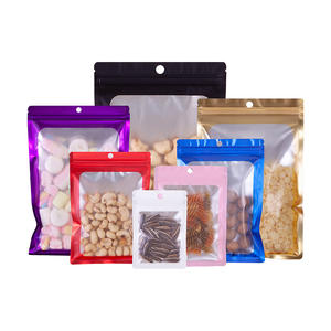 Sacchetti di Mylar richiudibili blu con finestra anteriore a prova di odore sacchetto di imballaggio per alimenti per animali domestici gelatina di Sushi gomma da masticare - Product Image 1