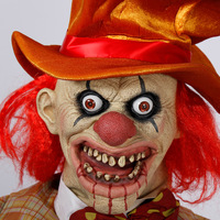 Decoración Animada de Halloween, Cubo de Dulces con Ojos Luminosos y Sensor de Movimiento, Figura de Payaso Divertido