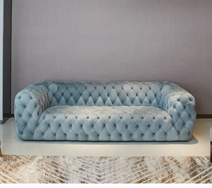 Nuevo Mueble de Lujo, Diseñadores Italianos, Sofá Seccional Moderno de Cuero con Mechones, Conjunto de Sofás de Cuero Nobuk con Mechones - Product Image 2