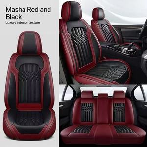 Factory Wholesale Universal Nappa Leather Five Seat Universal Four Seasons Sports Breathable <b>Waterproof</b> Car Seat Covers Full <b>Set</b> - Product Image 1