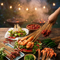 Grande Quantité de Brochettes Jetables Biodégradables Écologiques à Marque Blanche (20cm, 25cm, 30cm, 40cm) pour le Camping – Vente en Gros