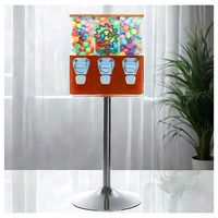 Distributeur automatique de bonbons, de boules à mâcher et de balles rebondissantes à trois compartiments, distributeur de bonbons à monnayeur 3-en-1