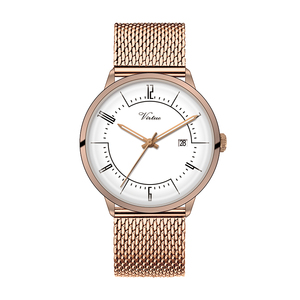 Montre pour homme en cuir de couleur différente avec logo personnalisé avec vous Montres à calendrier de style simple à la mode Usine Virtue - Product Image 4