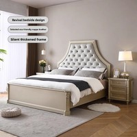 Lit double de 1,8 m en bois massif de style américain, moderne, simple, confortable et durable, idéal pour chambre principale ou mariage