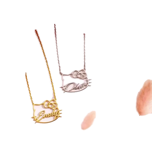 สร้อยคอจี้รูปเฮลโล คิตตี้แบบเชื่อมต่อกัน สลักชื่อได้ตามต้องการ ผลิตจากสแตนเลส เหมาะเป็นของขวัญวันเกิดสุดพิเศษ - Product Image 1