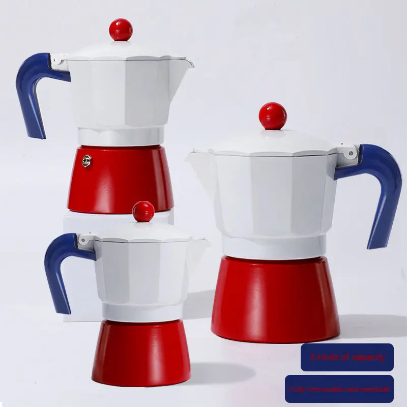 Milieuvriendelijke Aangepaste Kleur Grote Capaciteit Espresso Aluminium Moka Pot 1/3/6 Kopjes Maken Espresso Koffie