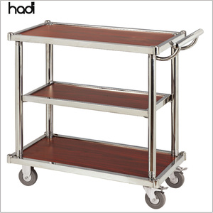 Dubai Wholesale Market Gold Trolley Luxury 3 Tier Hotels Catering Trolleys Commercial Hotel Trolley Room <strong>Service</strong> <strong>Cart</strong> for Sale - Product Image 5