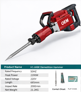 Martillo Demoledor de 1700W, 50hz/60hz, 110V/230V, de Alta Resistencia, para Demolición - Product Image 2