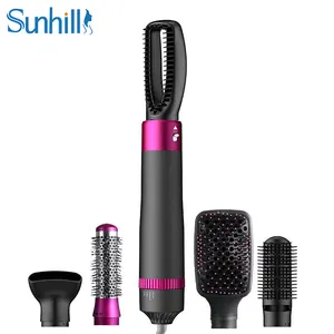 5 in 1 Hair Styler Rose Gold Round Hair Brush One Step Electric Dryer For Styling And Drying Blow Hot Comb Hair Dryer