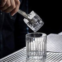 Gelas Es Batu Whiskey Vintage Kreatif Bergaris Vertikal Minimalis, Gelas Koktail Rock Bergaya Jepang 300ml, Cangkir Ishi-Sake